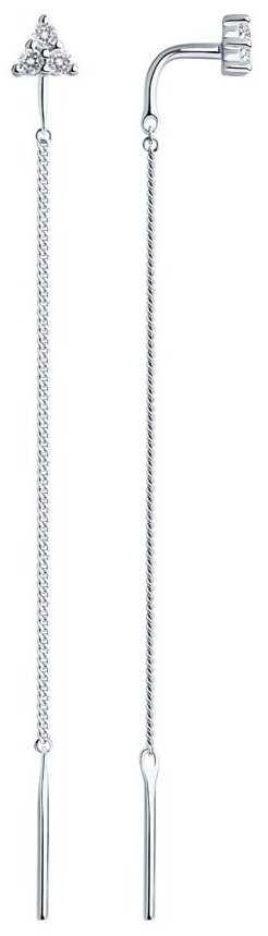 Серьги-цепочки SOKOLOV 94020563-sk22 вес 0.99 г серебро, фианит купить,NaN