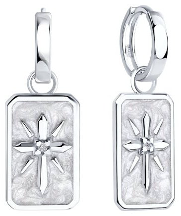 Серьги SOKOLOV 94026875 вес 6.8 г серебро, эмаль, фианит купить,NaN