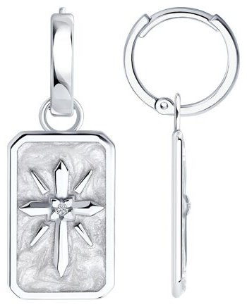 Серьги SOKOLOV 94026875 вес 6.8 г серебро, эмаль, фианит купить,NaN