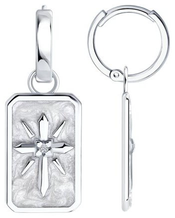 Серьги SOKOLOV 94026875 вес 6.8 г серебро, эмаль, фианит купить,NaN