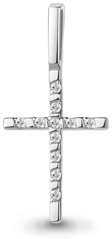 Крестик AQUAMARINE 020055.5 вес 0.5 г серебро, бриллиант купить,NaN