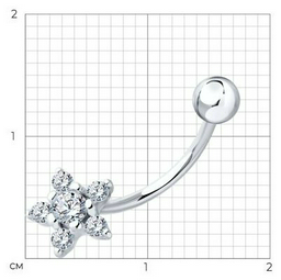 Банан Diamant для пупка вес 0.83 г серебро, фианит