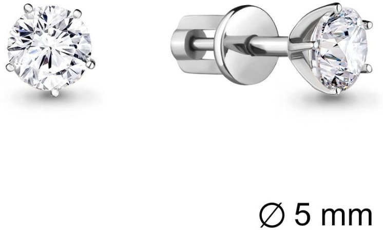 Пусеты AQUAMARINE &nbsp;436311А вес 1.5 г серебро, фианит купить,NaN
