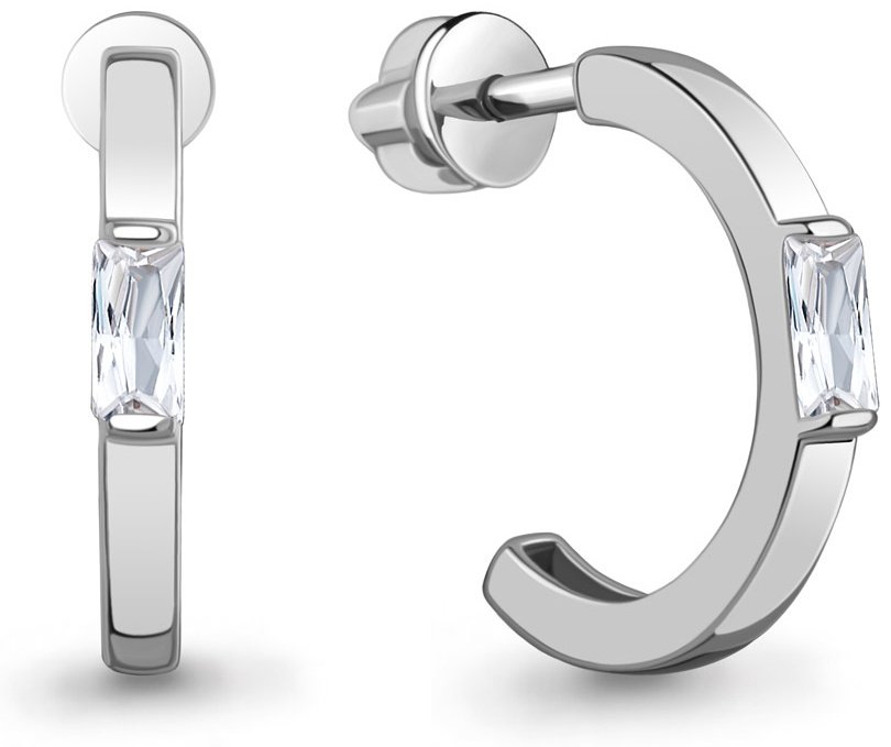 Пусеты AQUAMARINE 400551.5 вес 2.7 г серебро, фианит купить,NaN