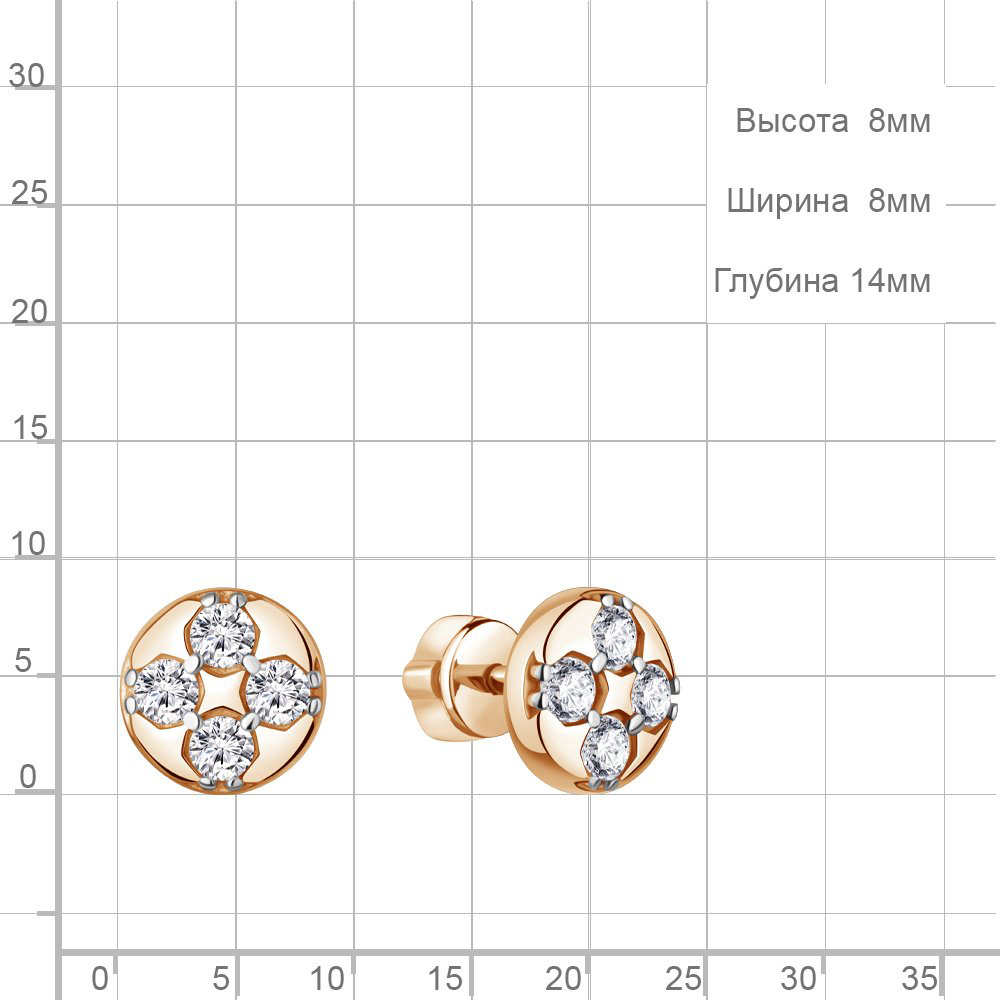 Пусеты AQUAMARINE 400605А.6 вес 2 г серебро, фианит купить,NaN
