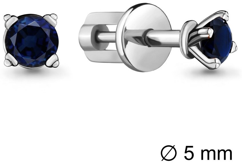 Пусеты AQUAMARINE 42892Б вес 2.18 г серебро, наносапфир купить,NaN