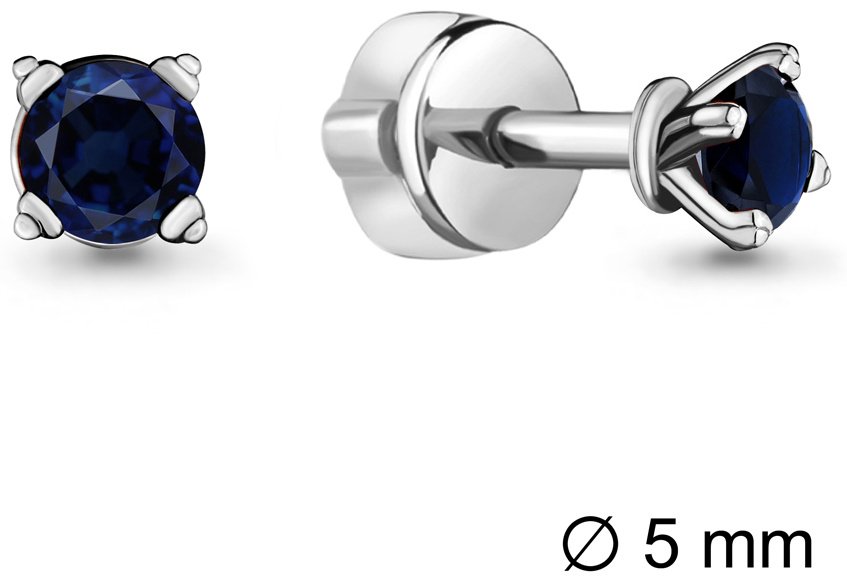 Пусеты AQUAMARINE 42892Б.5 вес 1.57 г серебро, наносапфир купить,NaN