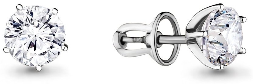 Пусеты AQUAMARINE 44041 вес 4 г серебро, фианит купить,NaN