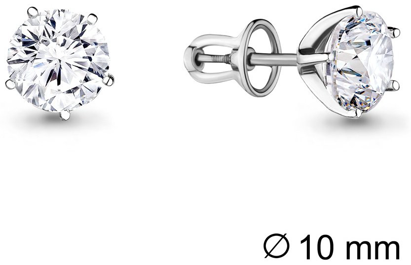 Пусеты AQUAMARINE 44042.5 вес 4.92 г серебро, фианит купить,NaN