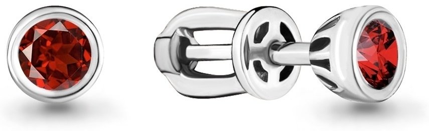 Пусеты AQUAMARINE 4407103 вес 1.32 г серебро, гранат купить,NaN