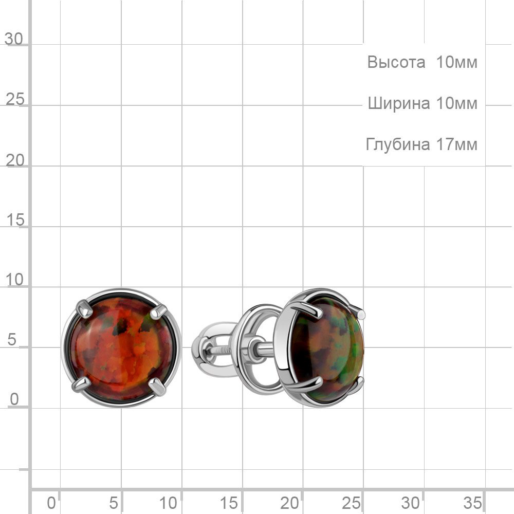Пусеты AQUAMARINE 45005587.5 вес 3.4 г серебро, опал купить,NaN