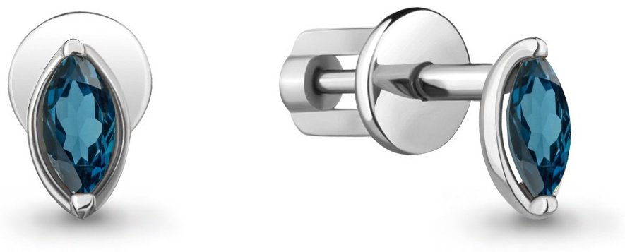 Пусеты AQUAMARINE 4508908 вес 1.28 г серебро, кварц