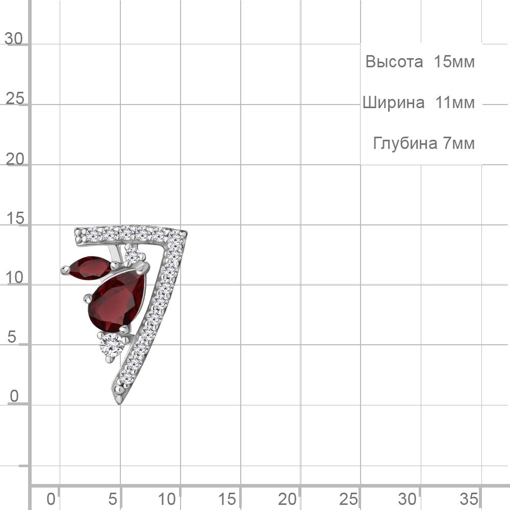 Подвеска AQUAMARINE 2539203А_s вес 1.12 г серебро, фианит, гранат купить,NaN