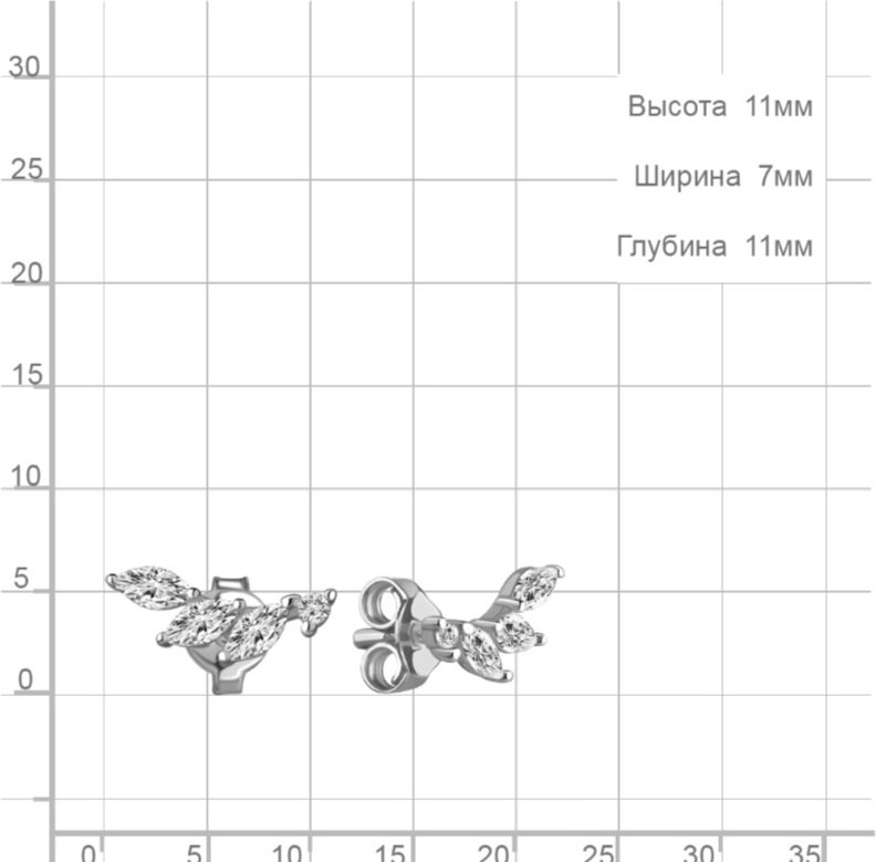 Пусеты AQUAMARINE 49072A.5 вес 0.73 г серебро, фианит купить,NaN