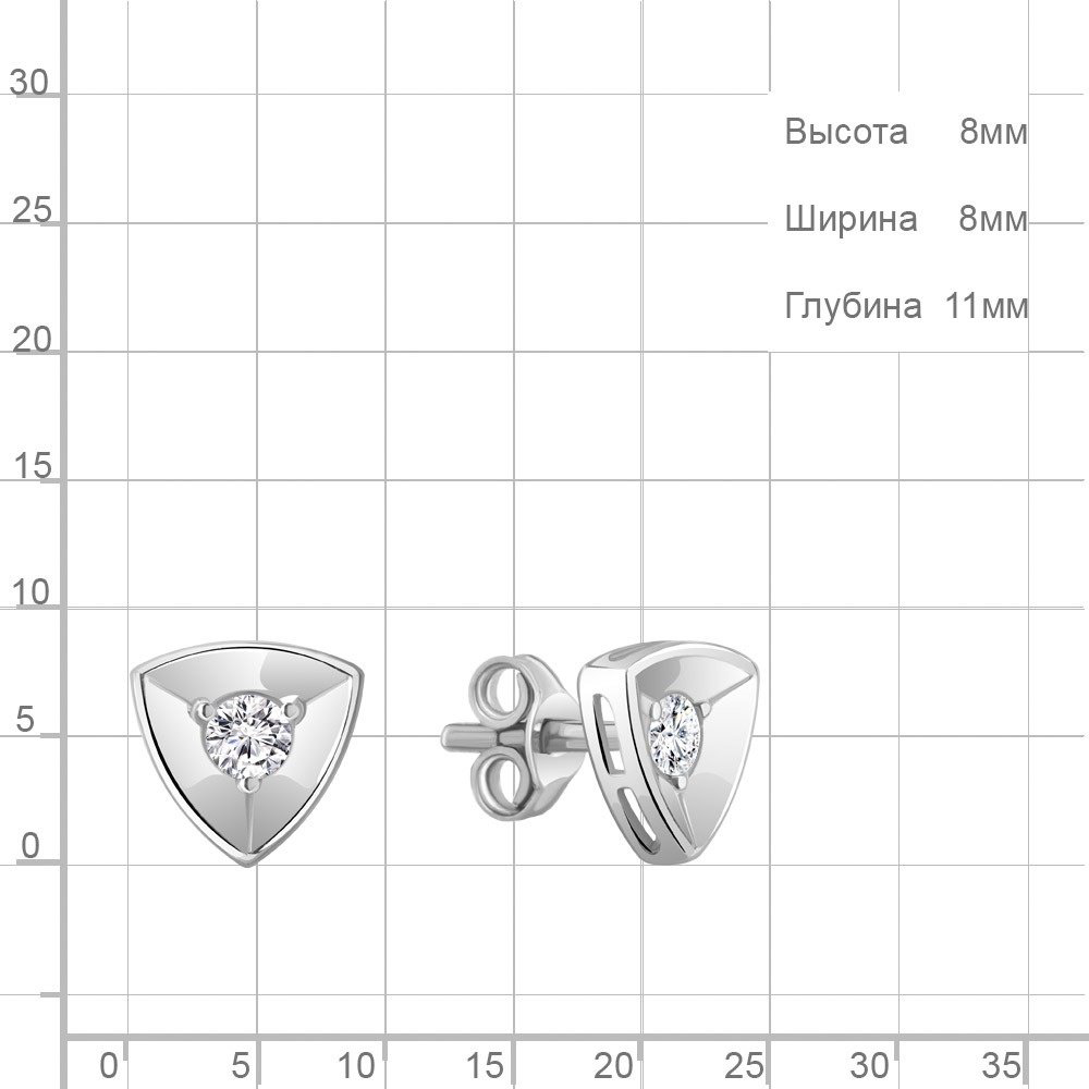 Пусеты AQUAMARINE 49075А вес 1.3 г серебро, фианит купить,NaN