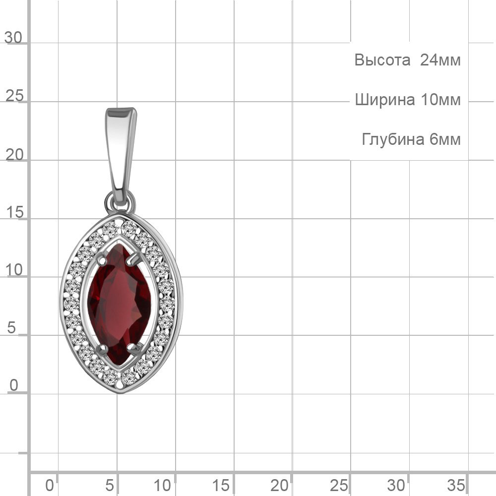 Подвеска AQUAMARINE 2543503 вес 1.41 г серебро, фианит, гранат купить,NaN