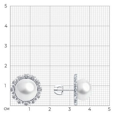 Пусеты SOKOLOV 94-322-02678-1_s вес 5.56 г серебро, фианит, жемчуг купить,NaN