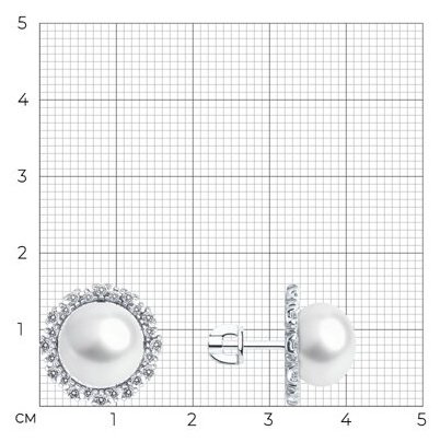 Пусеты SOKOLOV 94-322-02678-1_s вес 5.56 г серебро, фианит, жемчуг купить,NaN