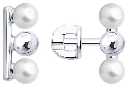 Пусеты Diamant 94-122-02377-1 вес 1.7 г серебро, имитация жемчуга купить,NaN