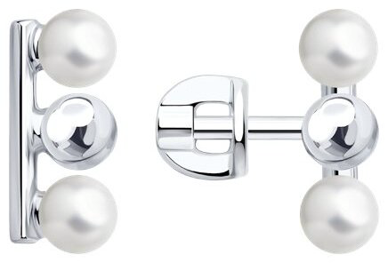 Пусеты Diamant 94-122-02377-1 вес 1.7 г серебро, имитация жемчуга купить,NaN