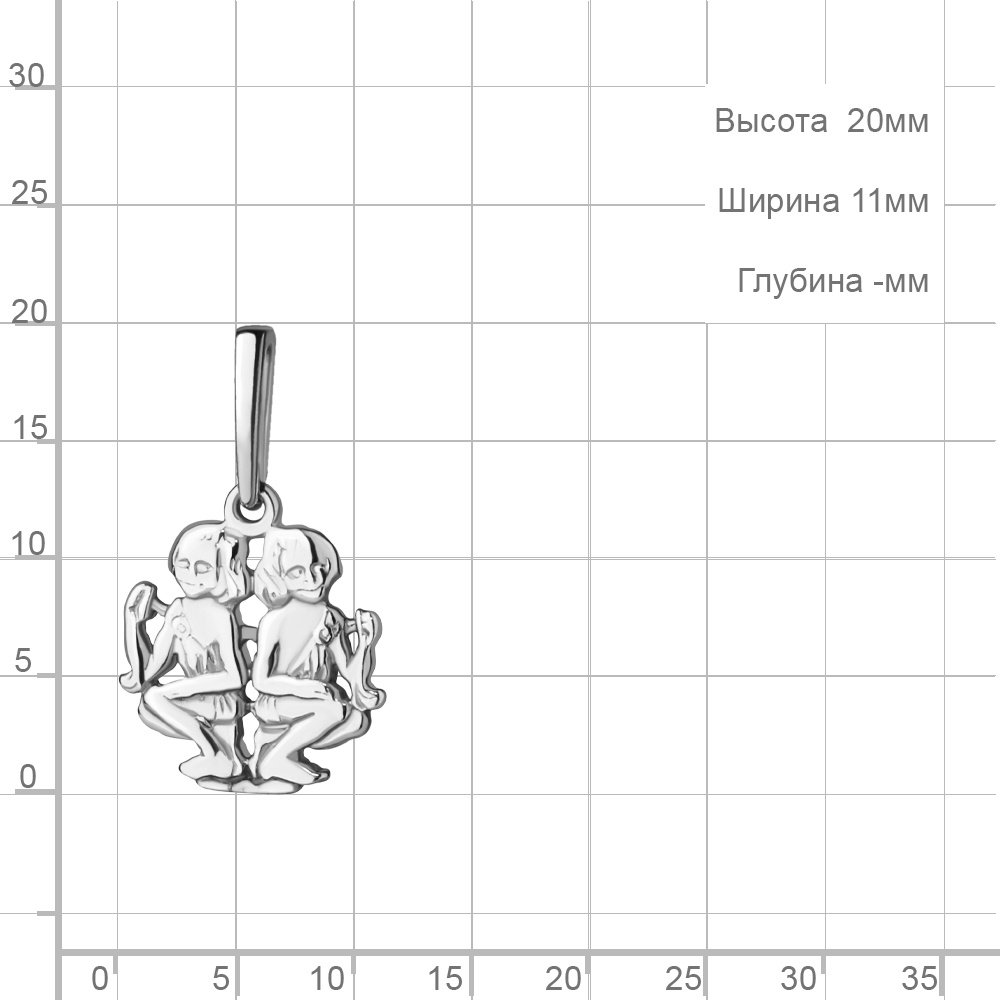 Подвеска AQUAMARINE 10169.5 вес 1.45 г серебро, без вставок купить,NaN