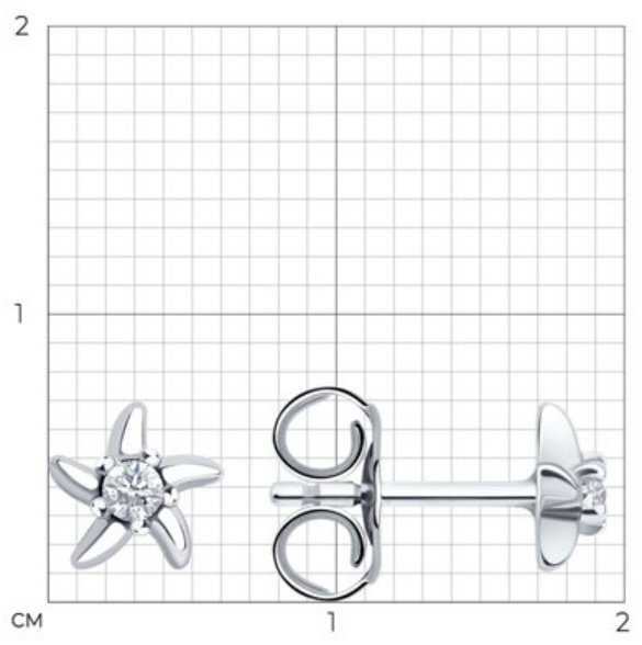 Пусеты Diamant 94-127-00015-1 вес 0.4 г серебро, фианит купить,NaN