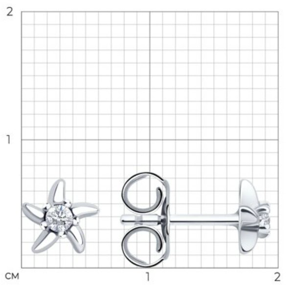Пусеты Diamant 94-127-00015-1 вес 0.4 г серебро, фианит купить,NaN