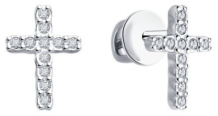 Пусеты Diamant 94-222-02051-1 вес 0.83 г серебро, бриллиант купить,NaN