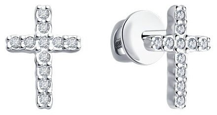 Пусеты Diamant 94-222-02051-1 вес 0.83 г серебро, бриллиант купить,NaN