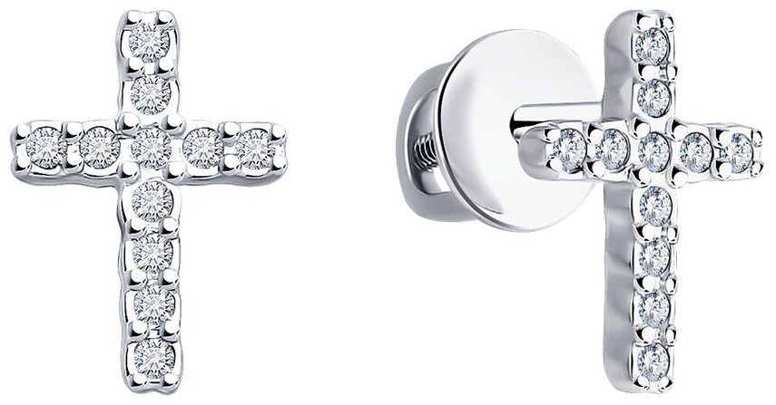 Пусеты Diamant 94-222-02051-1 вес 0.894 г серебро, бриллиант купить,NaN