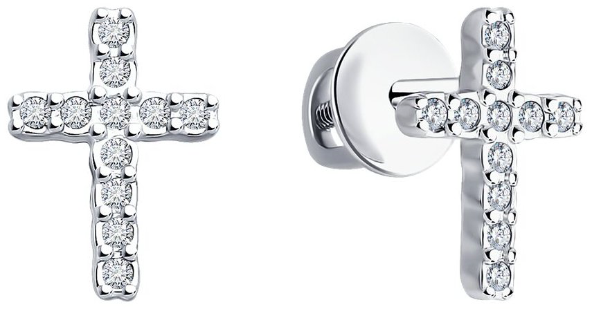 Пусеты Diamant 94-222-02051-1 вес 0.894 г серебро, бриллиант купить,NaN