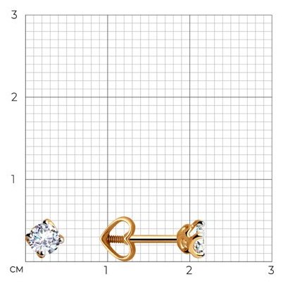 Пусеты Diamant 51-122-00673-2 вес 0.85 г золото, фианит купить,NaN