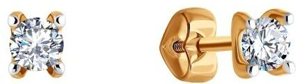 Пусеты Diamant 51-122-00701-2 вес 1.07 г золото, фианит купить,NaN