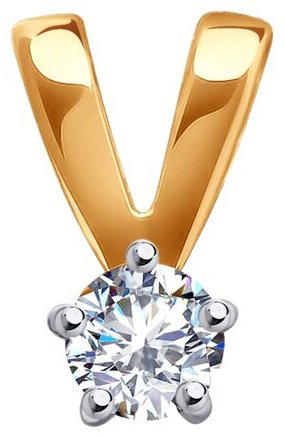 Подвеска Diamant 51-130-01973-2 вес 0.28 г золото, фианит купить,NaN
