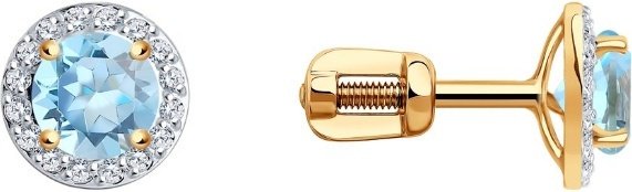 Пусеты SOKOLOV 727995 вес 1.53 г золото, фианит купить,NaN
