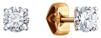 Пусеты Diamant 51-122-01366-3 вес 0.93 г золото, фианит купить,NaN