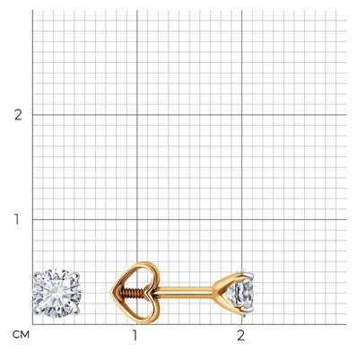 Пусеты Diamant 51-122-01366-3 вес 0.93 г золото, фианит купить,NaN