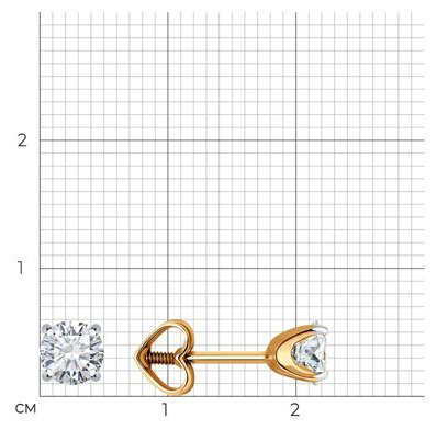 Пусеты Diamant 51-122-02088-1 вес 1.19 г золото, фианит купить,NaN