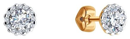 Пусеты Diamant 51-122-02211-1 вес 1.48 г золото, фианит купить,NaN