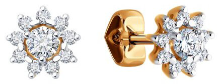 Пусеты Diamant 51-122-02267-1 вес 1.26 г золото, фианит купить,NaN