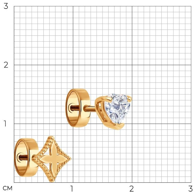 Пусеты SOKOLOV Diamonds 0200581 вес 1.19 г золото, фианит купить,NaN