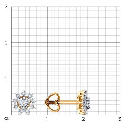 Пусеты Diamant 51-122-02267-1 вес 1.26 г золото, фианит купить,NaN
