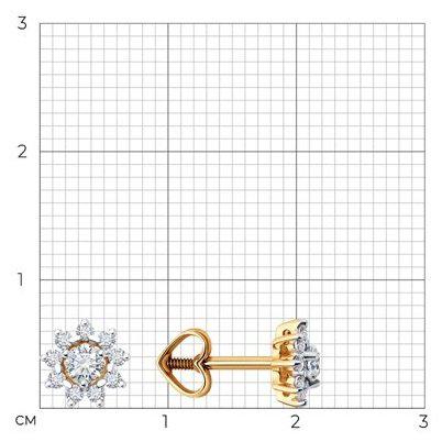 Пусеты Diamant 51-122-02267-1_s вес 1.26 г золото, фианит купить,NaN