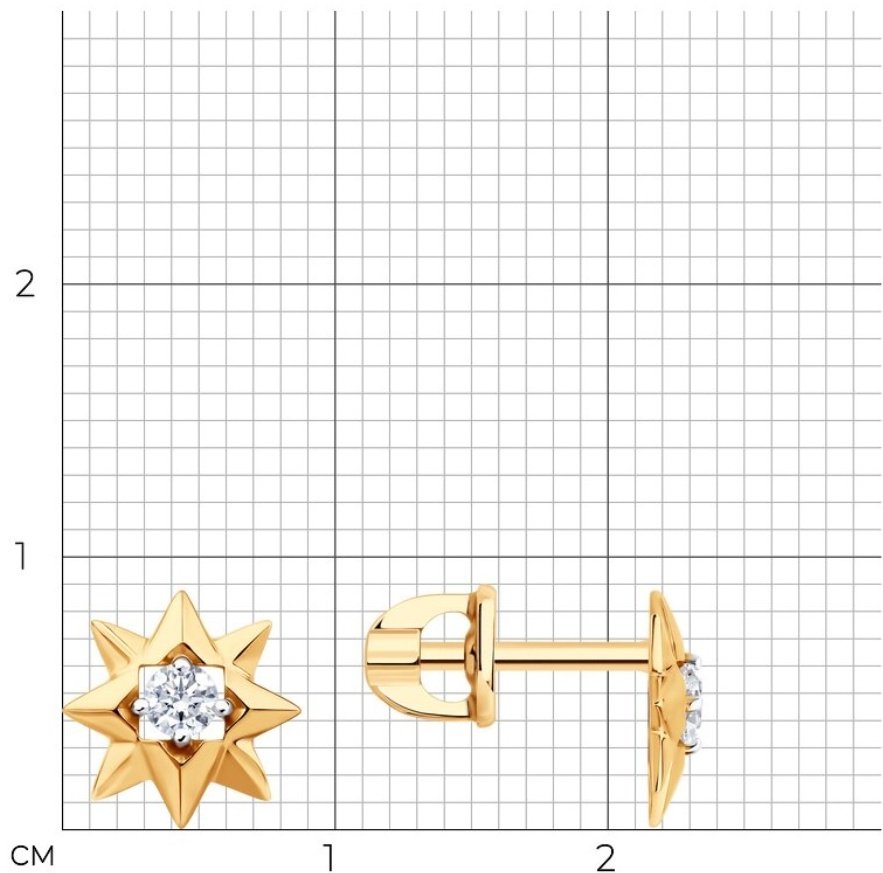 Пусеты SOKOLOV Diamonds 0200622 вес 1.36 г золото, фианит купить,NaN