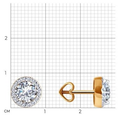 Пусеты Diamant 51-122-02352-1 вес 2.24 г золото, фианит купить,NaN