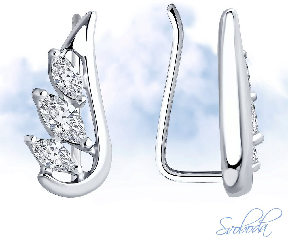 Пусеты SOKOLOV 94026579 вес 1.38 г серебро, фианит купить,NaN