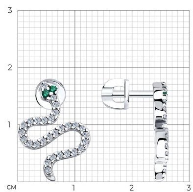 Пусеты SOKOLOV 94025834 вес 3.23 г серебро, фианит купить,NaN