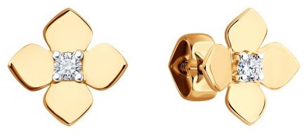Пусеты Diamant 51-122-02820-1 вес 1.38 г золото, фианит купить,NaN
