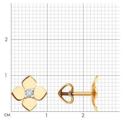 Пусеты Diamant 51-122-02820-1 вес 1.38 г золото, фианит купить,NaN