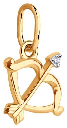 Подвеска Diamant 51-130-02630-1 вес 0.55 г золото, фианит купить,NaN